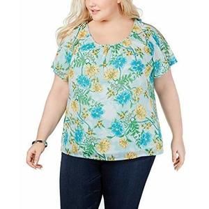 I.N.C. Plus Size Cold-Shoulder Top - Green 4X